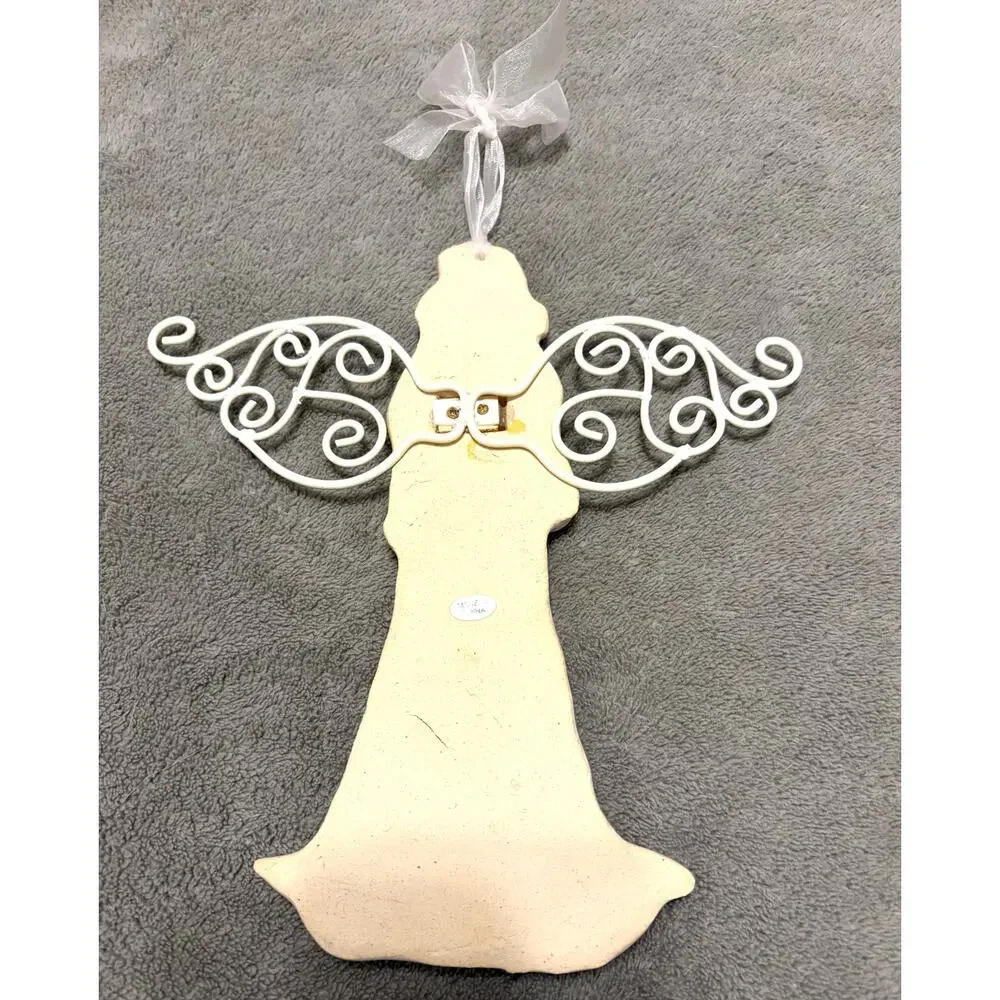 Vintage White Glazed Ceramic Angel 9